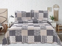 Marina Decoration Rich Printed Embossed Pinsonic Coverlet Bedspread Ultra Soft Bedding Summer Quilt Set with Shams, Navy Blue Plaid Pattern