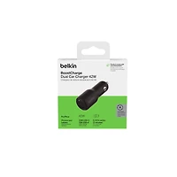 Belkin BoostCharge Dual Car Charger 42W w/Fast Charge USB-C 30W PPS & 12W USB-A Ports for Apple iPhone 15, 15 Pro, 15 Pro Max, iPhone 14 Series, iPhone 13 Series, Samsung Galaxy S23, & More - Black., 42W CAR CHARGER, 30W PD PPS USB-C, 12W USB-A,BLK