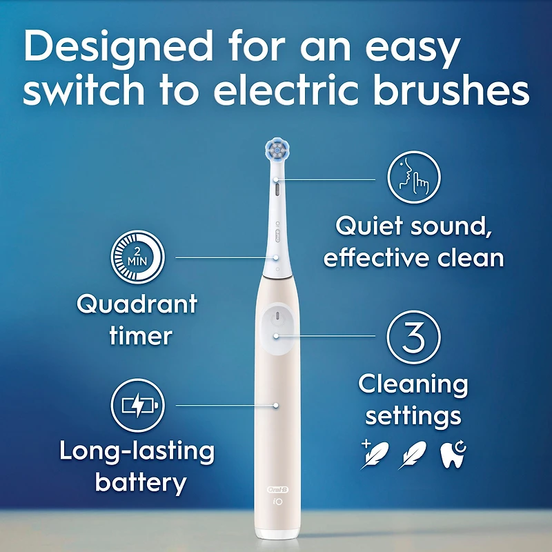 Brosse à dents électrique rechargeable Oral-B iO Série 2, pêche avec 1 brossette soins doux – Capteur automatique de pression pour protéger les gencives – 3 modes – Minuterie de 2 minutes