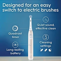Brosse à dents électrique rechargeable Oral-B iO Série 2, pêche avec 1 brossette soins doux – Capteur automatique de pression pour protéger les gencives – 3 modes – Minuterie de 2 minutes