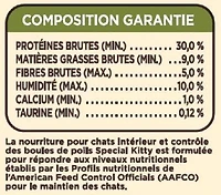 Nourriture sèche Special Kitty pour chats avec formule pour l'intérieur et contrôle des boules de poils
