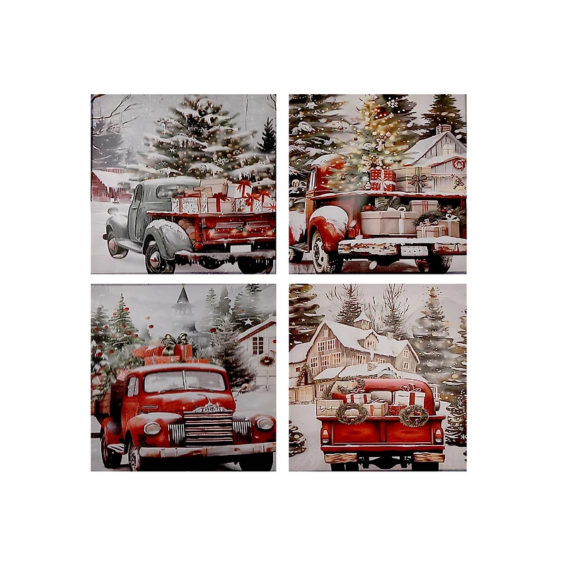 Toile Murale Assortie (Camion Avec Cadeaux) - Lot De 4