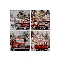 Toile Murale Assortie (Camion Avec Cadeaux) - Lot De 4