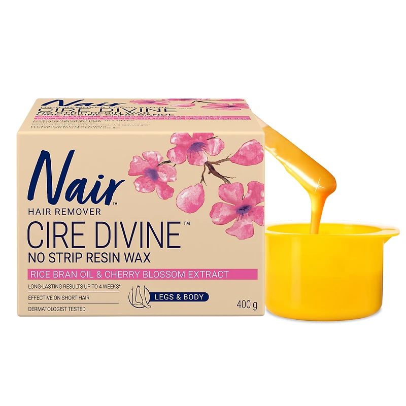 Nair Cire De Résine Allant Au Micro-Ondes Cire Divine Pour Les Jambes Et Le Corps Avec Fleur De Cerisier Japonais Et Huile De Son De Riz, 400g