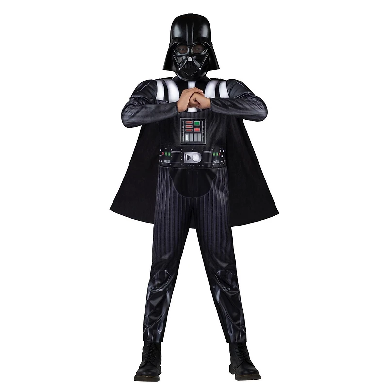 STAR WARS Darth Vader Official Youth Halloween Costume - Premium Quality Padded Jumpsuit with Plastic Mask and Detachable Cape