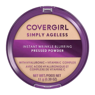 COVERGIRL - Poudre pressée Simply Ageless Instant Wrinkle Blurring, avec acide hyaluronique et vitamine C - formule hydratante, matifiante, 100% Sans Cruauté