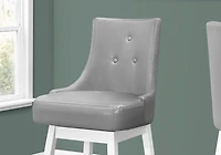 Monarch Specialties Tabouret De Bar, Lot De 2, Pivotant, Hauteur Bar, Bois, Pu D'aspect Cuir, Gris, Blanc, Transitionnel