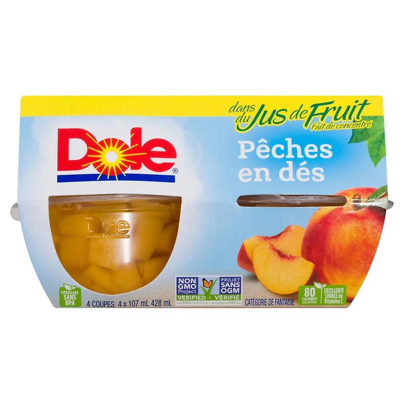 Dole Diced Peaches in Fruit Juices, 4 Cups, 428  mL