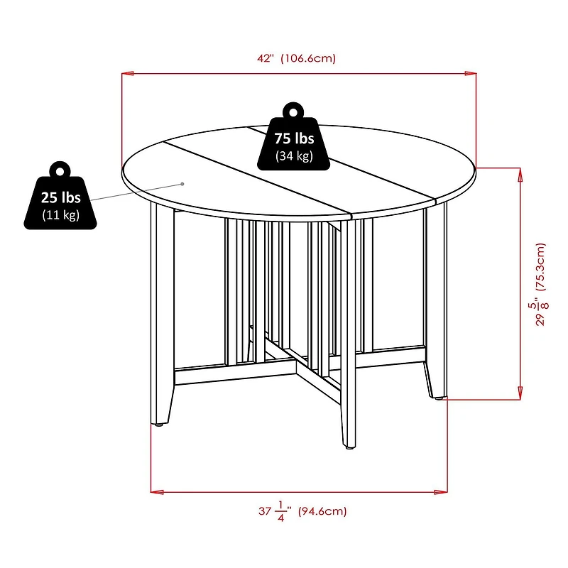 Alamo feuille double drop table ronde en fini noyer - 94142