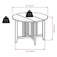 Alamo feuille double drop table ronde en fini noyer - 94142