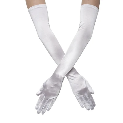 WAY TO CELEBRATE LONG SATIN GLOVES WHITE