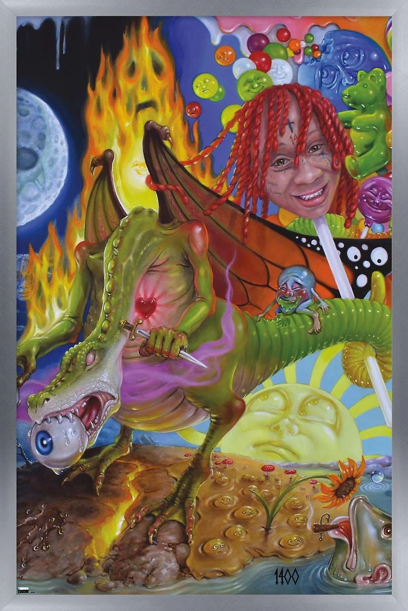 Trippie Redd - Trip at Knight Album Cover Wall Poster with Magnetic Frame, 22.375" x 34"