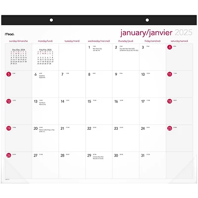 Coussin de bureau/mur mensuel Mead Calendrier