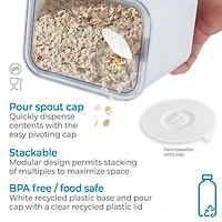 iDesign Recycled Plastic Medium Dry Goods Kitchen Canister with Airtight Lid – 1900mL, White