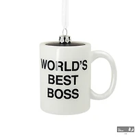 Décoration Hallmark de Noël (Tasse à café « World's Best Boss », The Office, en verre soufflé)