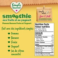 Simply Gourmet Poche de Purée Smoothie Pomme, Banane, Fraise et Yogourt – 6 mois+