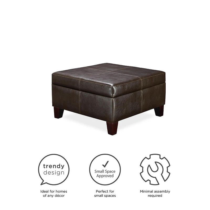 Pouf carré avec rangement de la marque « Dorel Living », Meuble de salle de séjour (espresso)