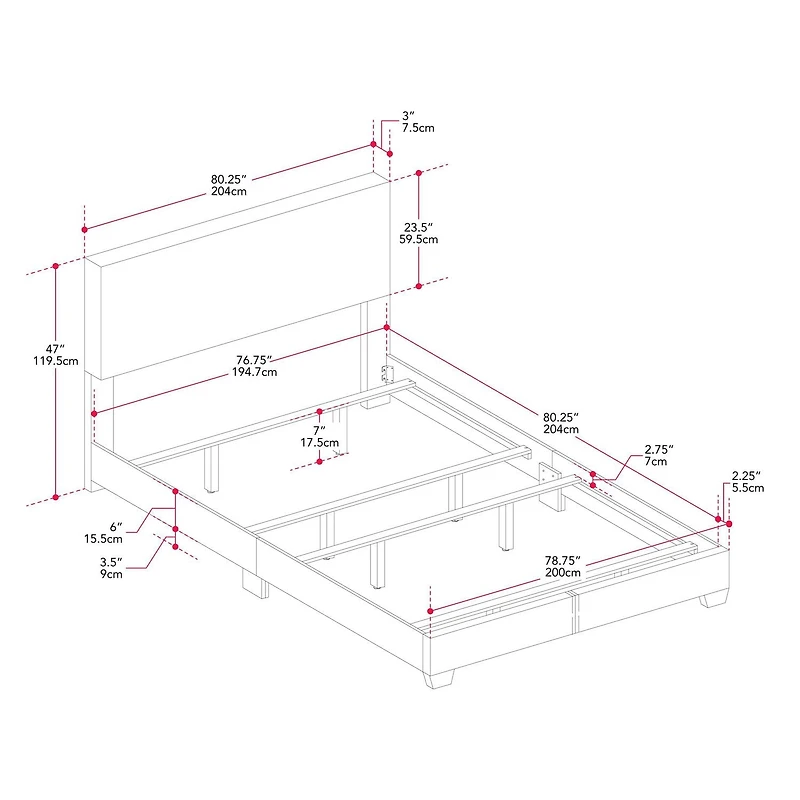 CorLiving Celeste Modern Upholstered Adult King Bed Frame with Headboard, Box Spring Required