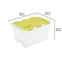 Sterilite 45L Hinged Lid Storage Box- Green, 45L