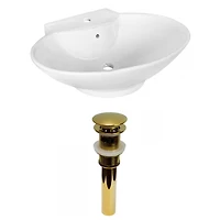 American Imaginations -in. W Above Counter White Bathroom Vessel Sink Set For 1 Hole Center Faucet AI