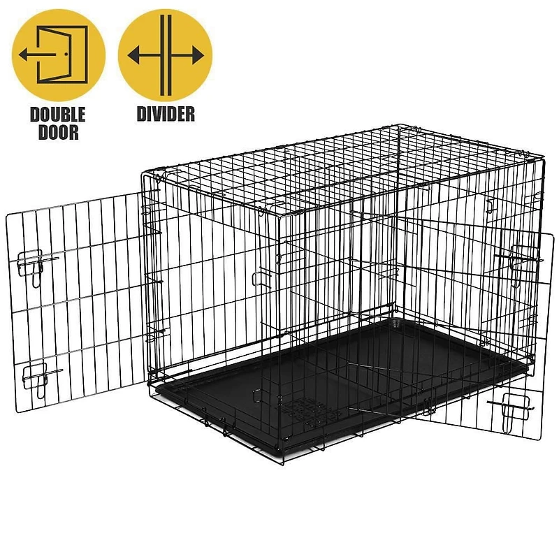 Vibrant Life Double-Door Metal Wire Dog Crate with Divider