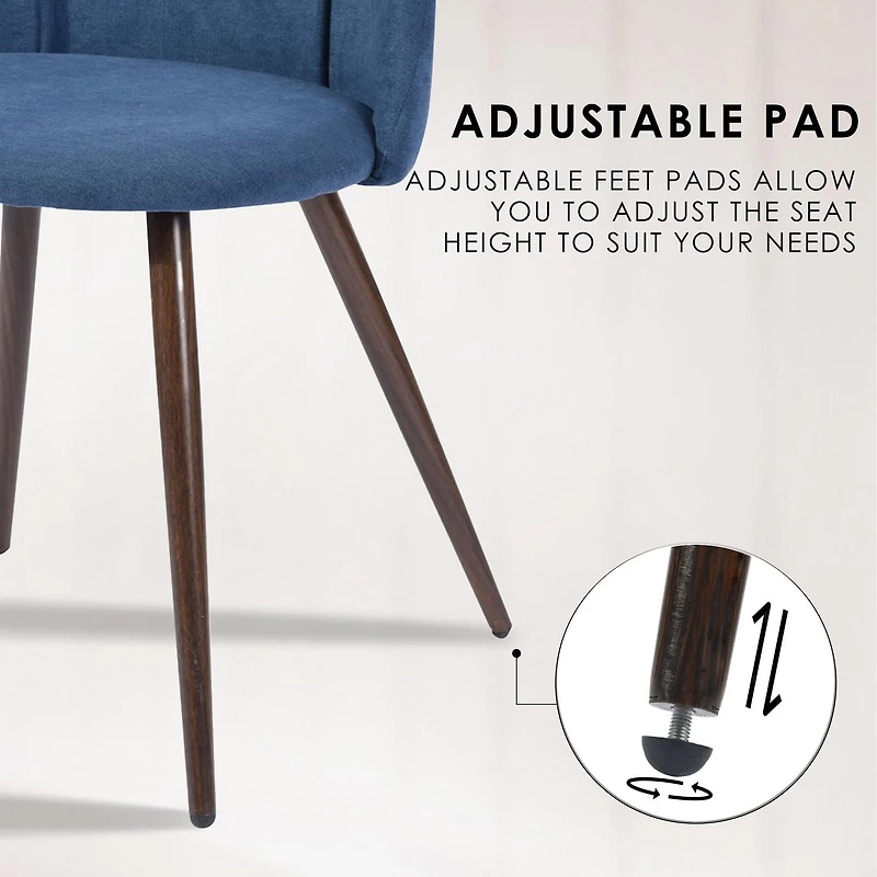 Homycasa Set of 2 Dining Chairs - Upholstery Side Chair with Backrest Metal Legs for Dining Room Kitchen