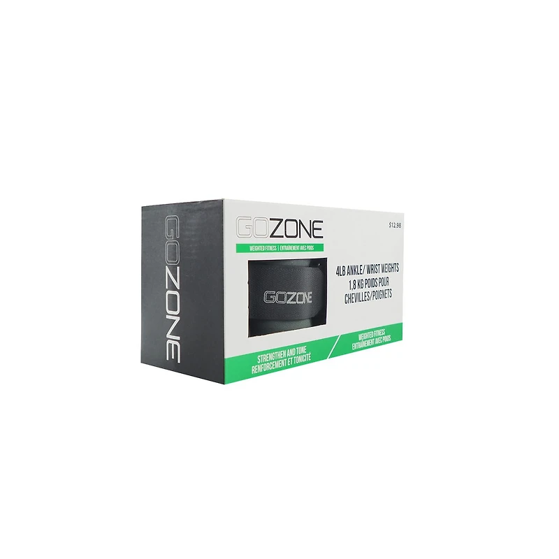 Poids pour chevilles/poignets GoZone – Gris/noir Alourdi avec du sable