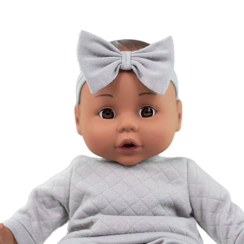 My Sweet Baby – Ensemble Repas avec Poupée Bébé 14 pouces, Tenue Grise, 12 Pièces