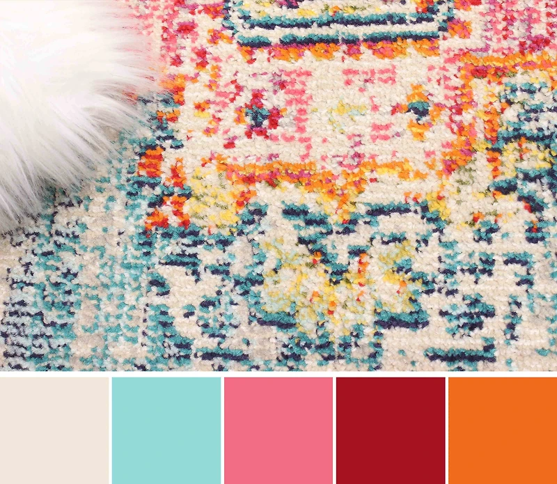 ECARPET Tapis Traditionnel Lotus pour Salon, Chambre, Salle A Manger, Entrée, Couloir et Plus Encore.