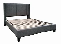 Topline Home Furnishings Lit à plate-forme avec capitonnage gris foncé