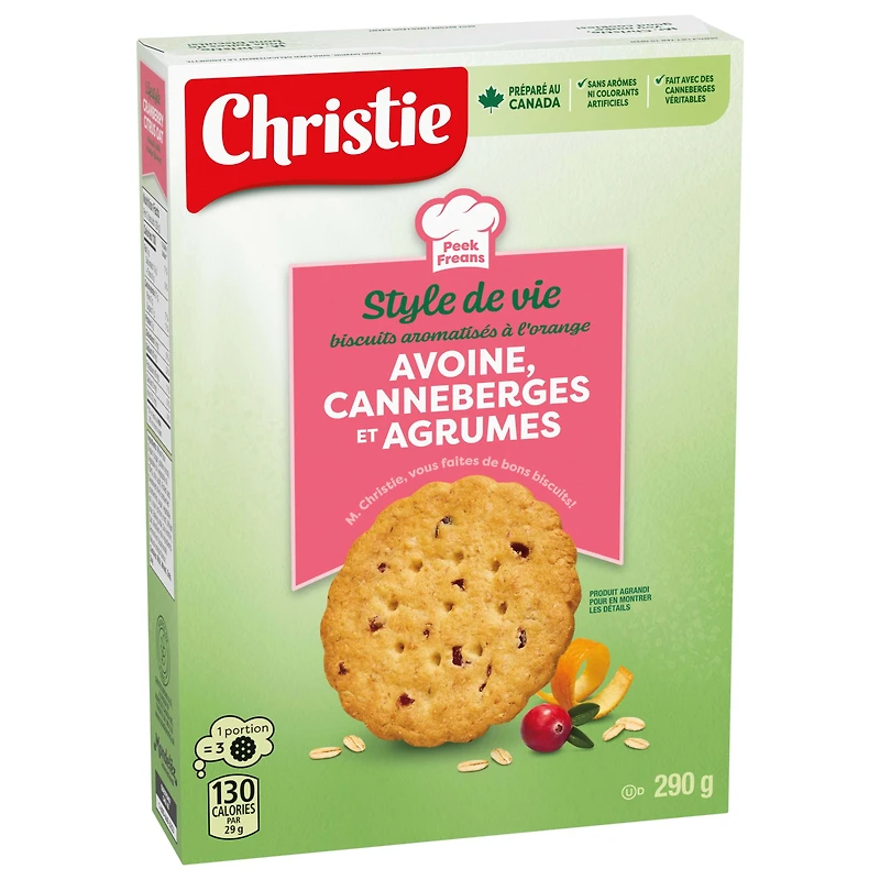 Biscuits Style de vie avoine, canneberges et agrumes de Peek Freans 290 g
