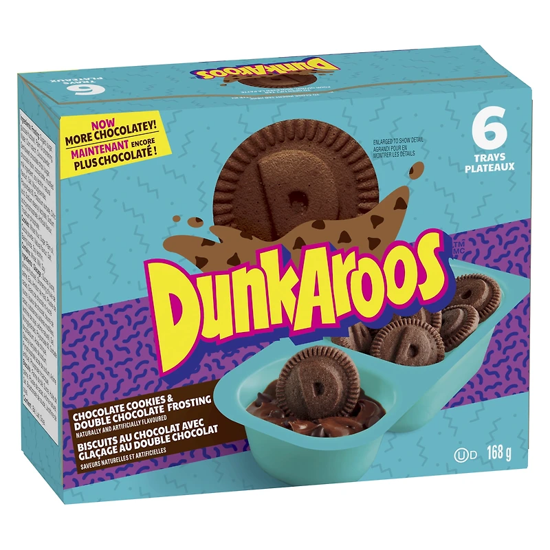 Dunkaroos Chocolate Cookies and Chocolate Chip Frosting, Kids Snacks, 28 g, 6 ct, 168 g