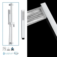 The akuaplus® square thermostatic Shower Set with 4-Way Diverter and with stop, 2 Hand Showers, 2 shower posts, or simultaneously, Chrome Finish.