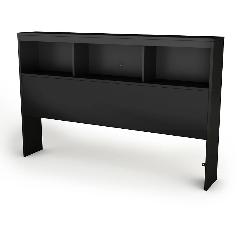 South Shore Spark Full Bookcase Headboard with Storage, in Pure Black