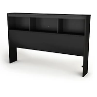 South Shore Spark Full Bookcase Headboard with Storage, in Pure Black