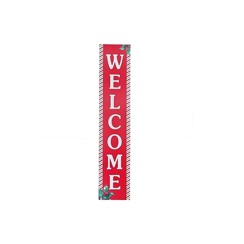 Christmas Mdf Vertical Candy Striped Sign Welcome