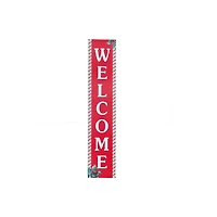 Christmas Mdf Vertical Candy Striped Sign Welcome