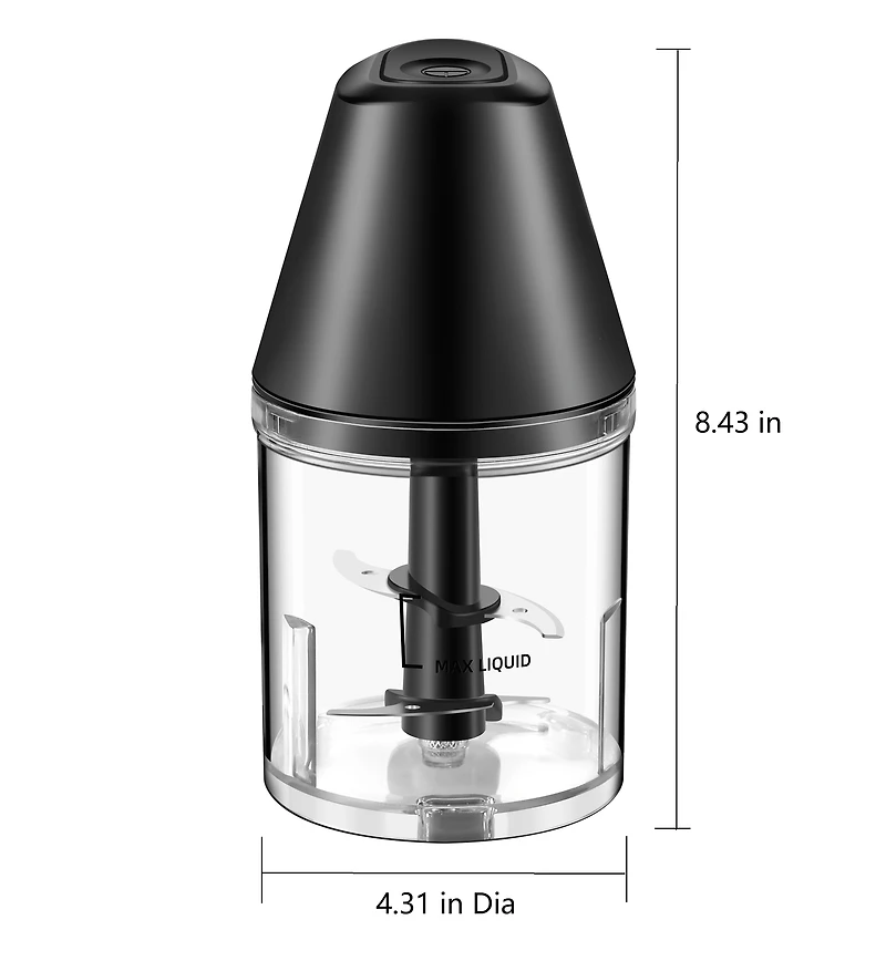 Mainstays 3 Cup Chopper, Black, Plastique, Mainstays 3 Cup Chopper - Black