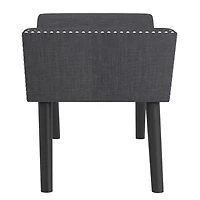 Modern Fabric and Solid Wood Bench - Grey and Black