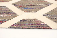 ECARPETGALLERY 4'6" x 6'7" Transitional Cowhide Patchwork Handmade Area Rug for Living Room, Dining Room and Bedroom in Grey