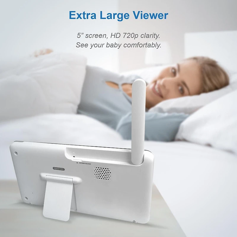 VTech RM5754-2HD Smart Wi-Fi Video Baby Monitor with 5” display and 1080p HD Camera, Built-in night light & 2 Camera, White