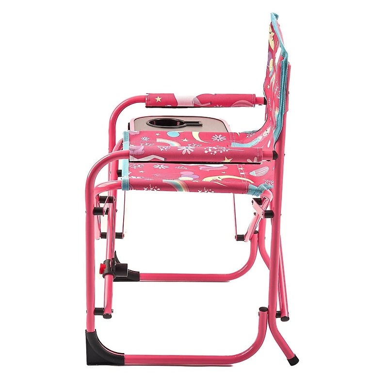 Ozark Trail Kids Director Chair with Side Table, 125lbs Weight Capacity, Blue, Table for Food or Snacks with Cup Holder