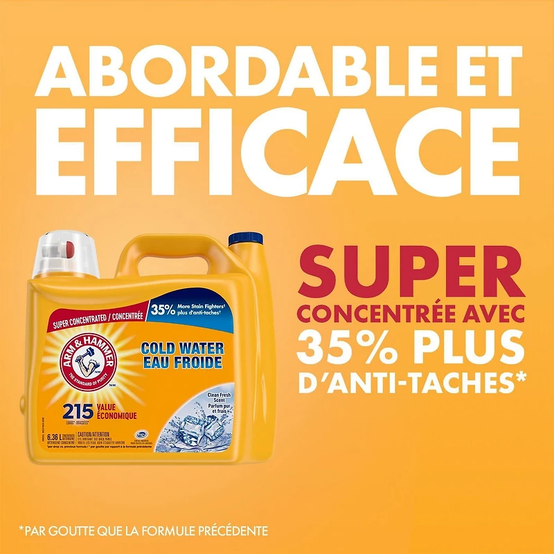 Arm & Hammer Cold Water Clean Fresh Scent Liquid Laundry Detergent, 215 Loads, 6.36 L