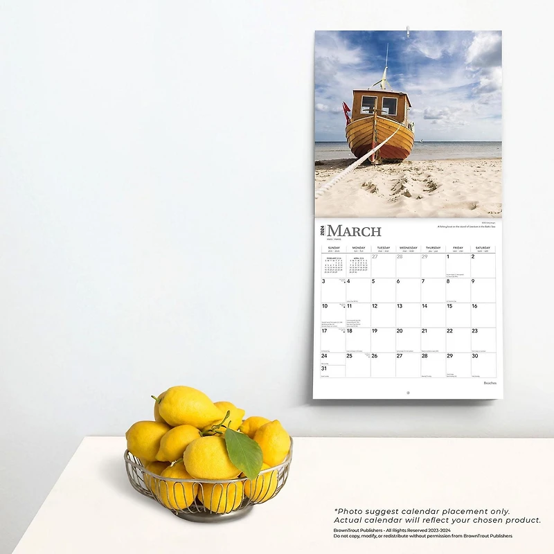 BrownTrout Beaches 2024 12x24 Inch Square Wall Calendar, 9781975457853