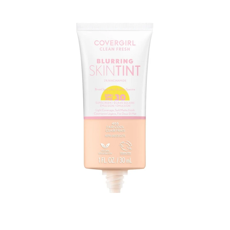 Clean Fresh Blurring Skin Tint, Liquid Foundation, Soft Matte Finish, Smooths, Brightens, Blurs Pores, Mineral Sunscreen, Vegan Formula, skin-loving formula