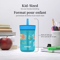 Contigo Kids Leighton Spill-Proof Tumbler with Straw, 14 oz (414 ml), Reusable Water Bottle, Juniper Forest Harvest