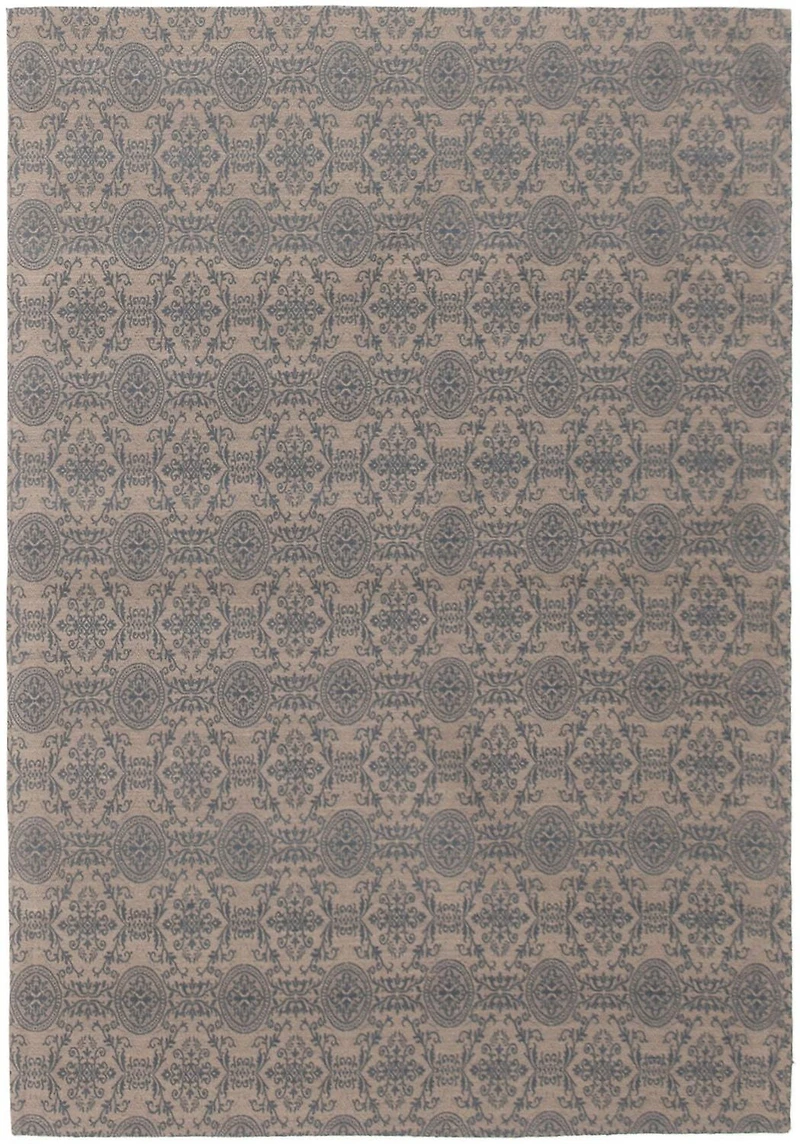 ECARPETGALLERY 4'9" x 6'10" Contemporary Collage Handmade Area Rug for Living Room, Dining Room and Bedroom in Blue