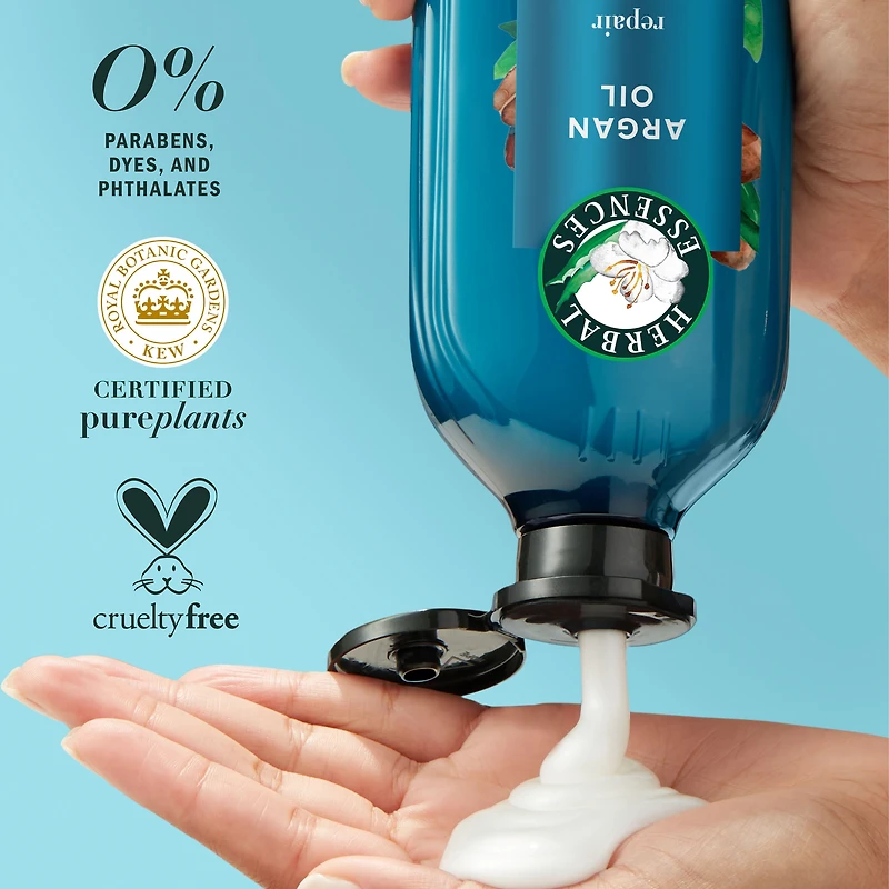 Herbal Essences Argan Oil Paraben Free Shampoo, Hair Repair, with Certified Camellia Oil and Aloe Vera, For All Hair Types, Especially Damaged Hair, 400ML