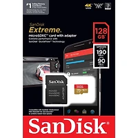 Carte SanDisk ExtremeMD microSDXCMC UHS-I de 128 Go et de classe de performance A2 – SDSQXA1-128G-CW6MA Carte microSD 128 Go