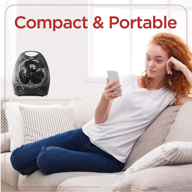 BLACK+DECKER Chauffage léger pour usage intérieur, chauffage infrarouge 1500 W avec protection contre la surchauffe